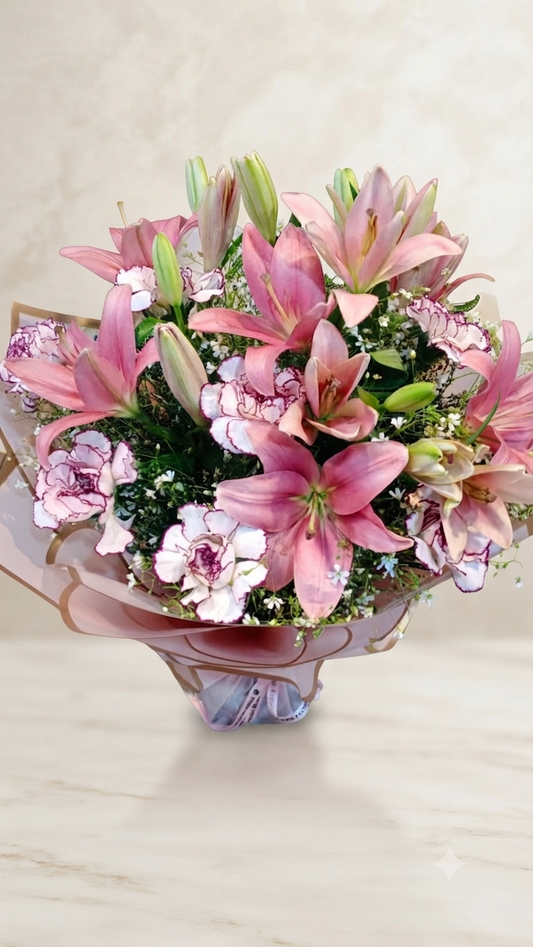 Exotic Pink Lily Carnations Bunch